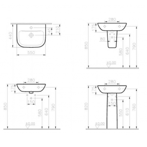 Раковина подвесная Vitra S20 5502B003-0001 белая